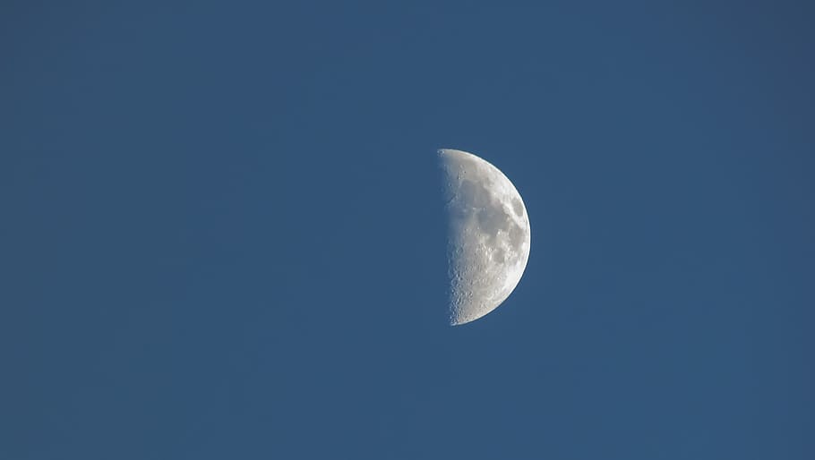 Moon, Satellite, Sky, Astronomy, space, half moon, low angle view HD wallpaper