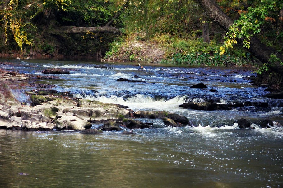 river, water, outdoors, environment, rock, peaceful, fresh HD wallpaper