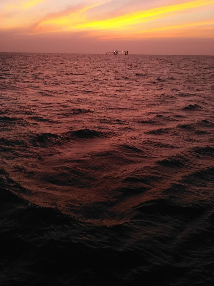 Amber, body of water, sea, ocean, wave, sunset, sky, scenics - nature HD wallpaper