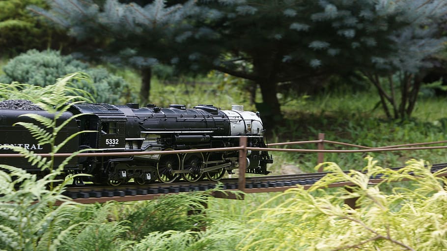 train, model, nature, toy, plant, tree, no people, day, land HD wallpaper