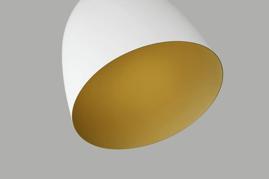 round white and yellow bowl illustration, white spotlight, lamp HD wallpaper