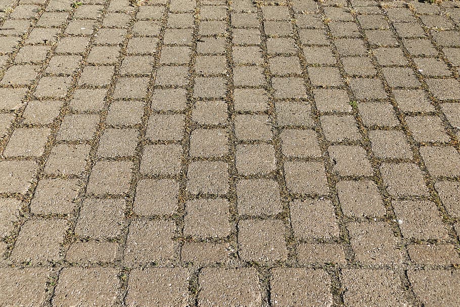 brown concrete floor tile, patch, flooring, paving stones, parking HD wallpaper