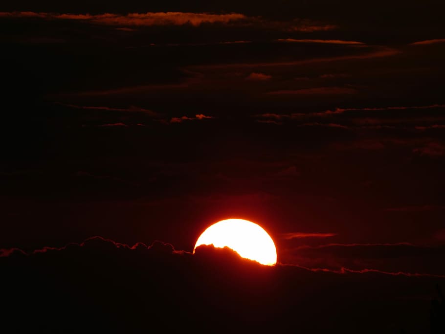 sunset, red, gold, afterglow, abendstimmung, evening sky, atmospheric HD wallpaper