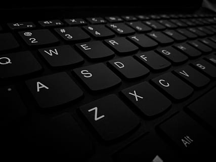 Closeup Photo of Black Computer Keyboard's Left Side Keys, black and white HD wallpaper