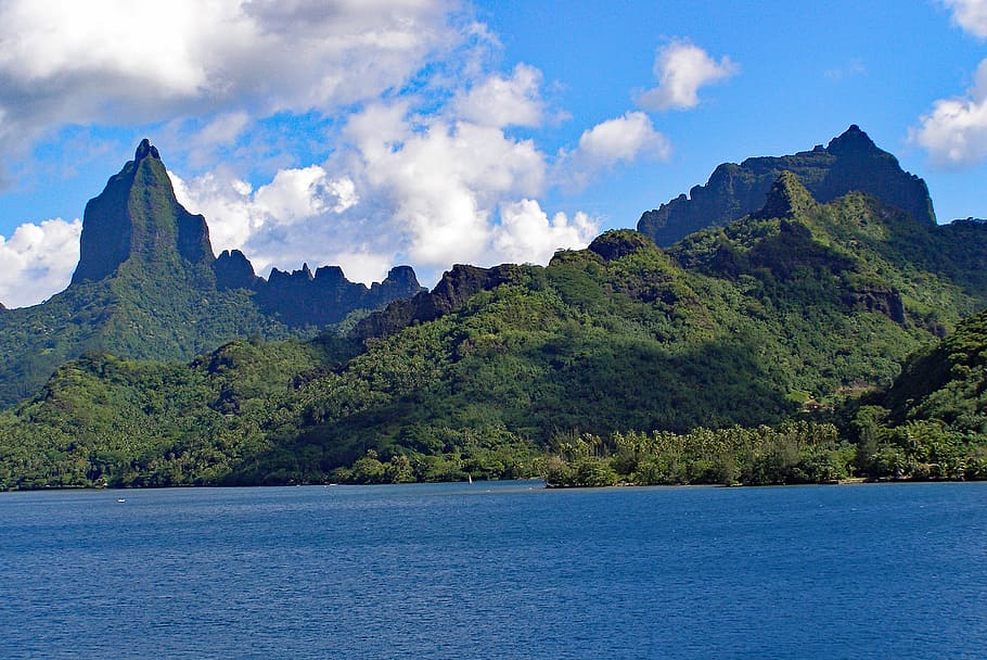 moorea, french, polynesia, society, island, tropical, lagoon, HD wallpaper