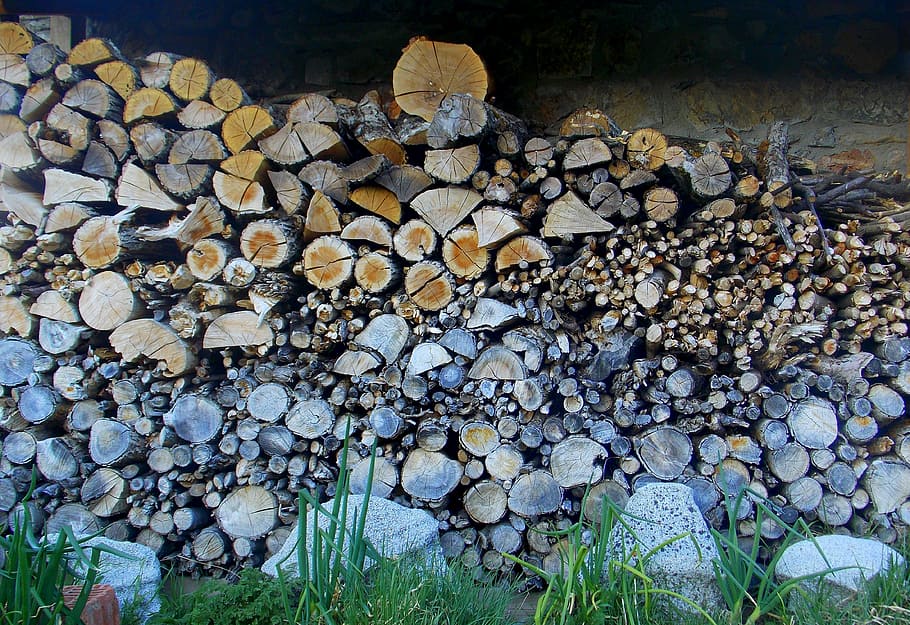 Lena, Wood, Trunks, pebble, stack, large group of objects, industry HD wallpaper