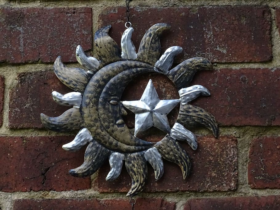 moon, star, ornamental, old, architecture, wall - building feature HD wallpaper