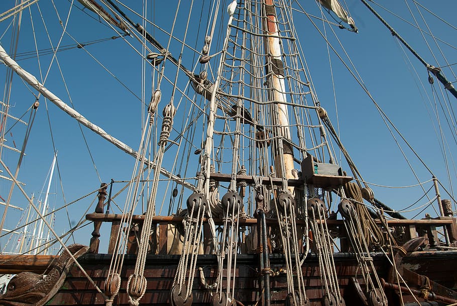 Sailboat, Mast, Strings, Masted, three-masted, pulley, nautical vessel HD wallpaper