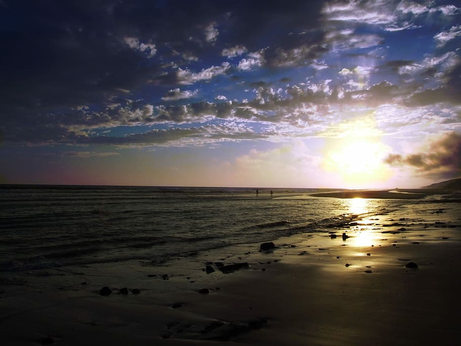 Beach, Sunset, sea, nature, sky, cloud - sky, scenics, water HD wallpaper