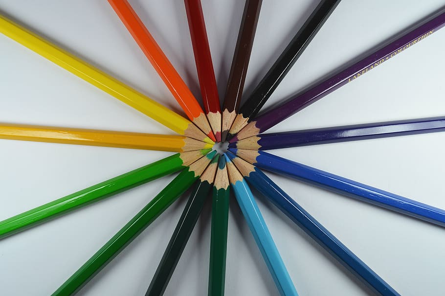 coloring pencil lot, sharpener, art, drawing, design, collection HD wallpaper