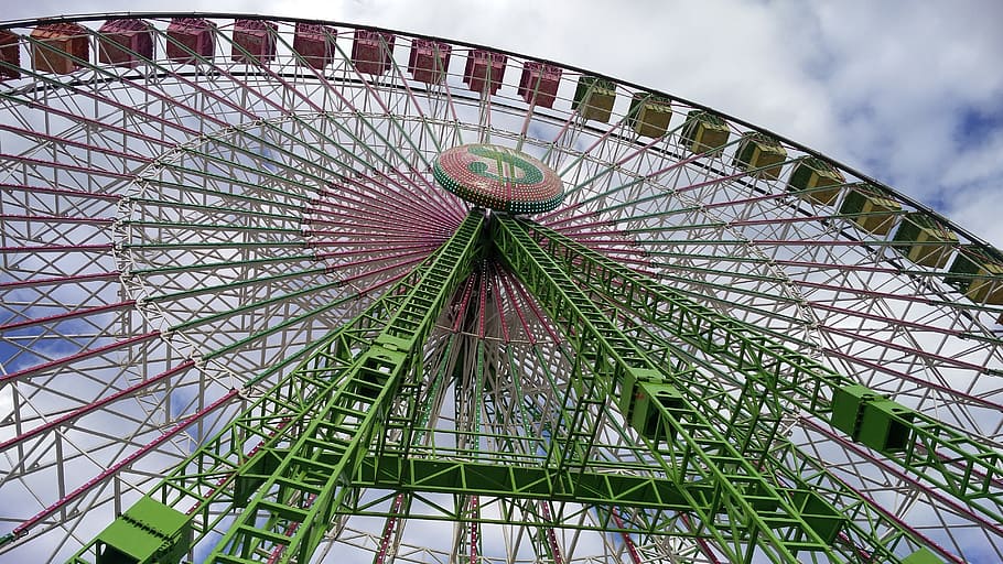 noria, light, prespective, circle, tivoli, amusement park ride HD wallpaper
