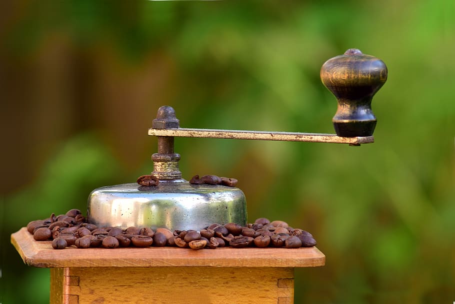 coffee, coffee grinder, mill, coffee beans, historically, wood, HD wallpaper