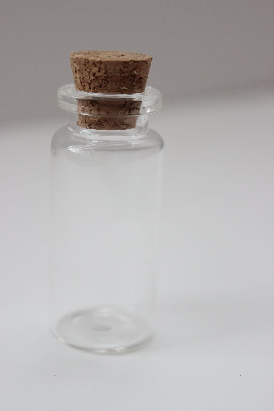 clear glass vial with cork, bottle, empty, container, fragile HD wallpaper