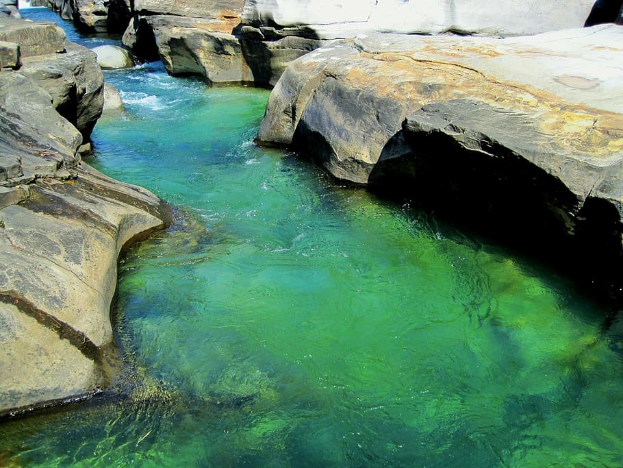 canal, water, stream, pool, clear, green, nature, river, rock HD wallpaper