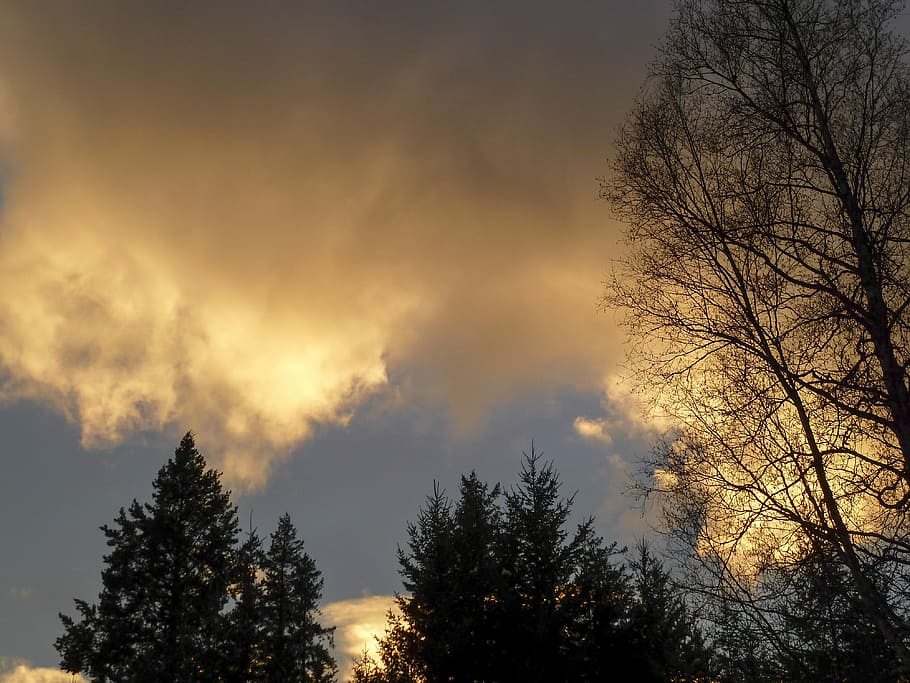 sunset, winter, thunderstorm, weather, scenery, nature, landscape HD wallpaper