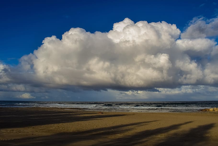 nature, beach, sky, clouds, cumulus, panoramic, landscape, sand HD wallpaper