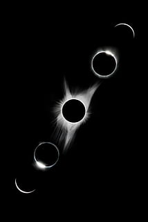 lunar eclipse, five eclipse phases, moon, moon eclipse, black and white HD wallpaper