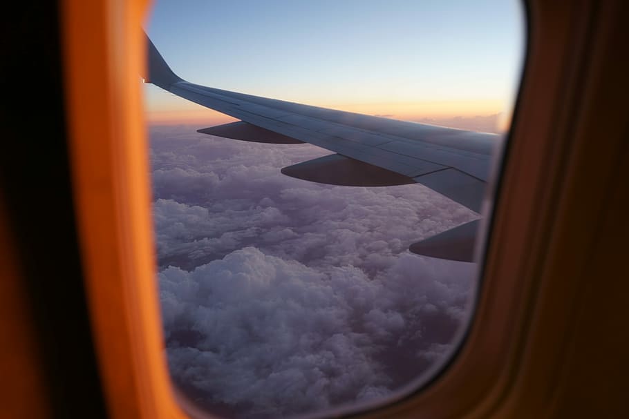 aerial photography of clouds, aerial view of white clouds, airplane HD wallpaper