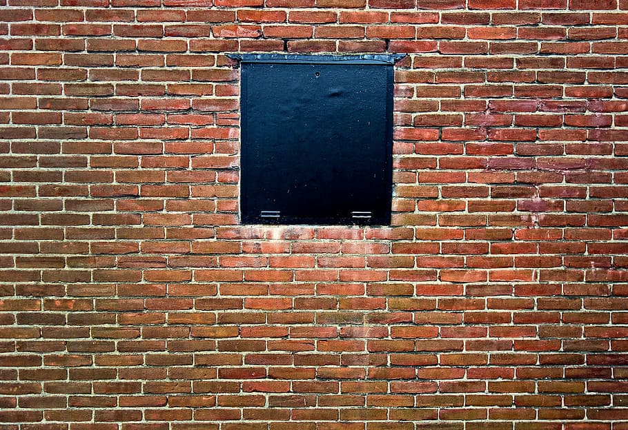 wall, brick wall, red brick wall, window, blocked, blocked window HD wallpaper