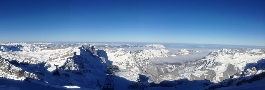mountain panorama, winter, outlook, switzerland, titlis, glacier, HD wallpaper