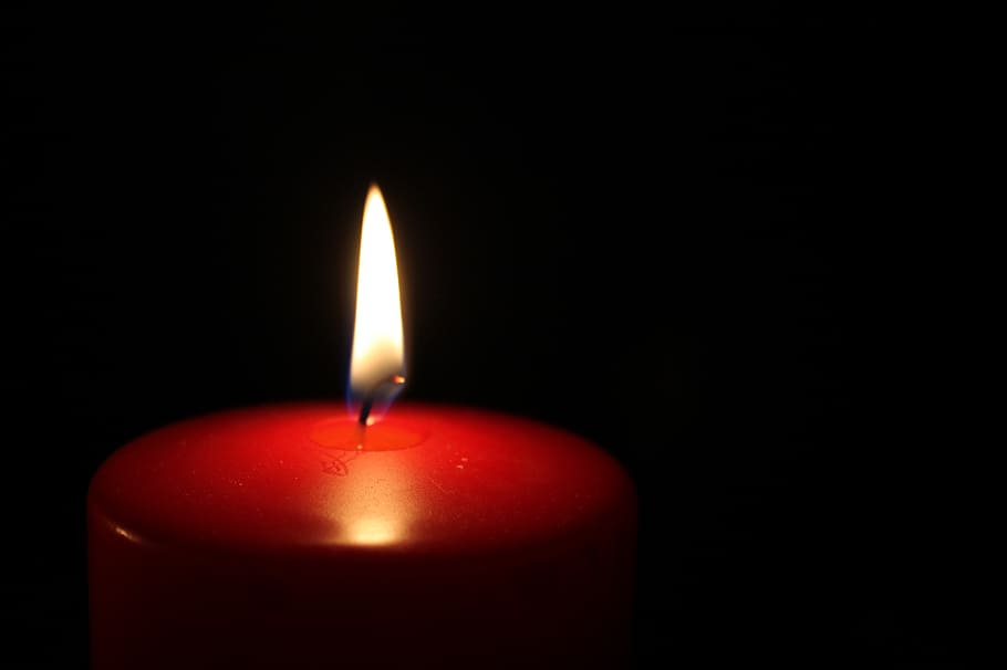 red candle with brown fire, candle wax, light, christmas, burning HD wallpaper