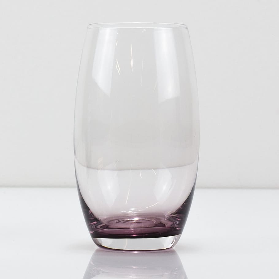 clear high ball glass, cup, drink, empty, empty glass, purple HD wallpaper