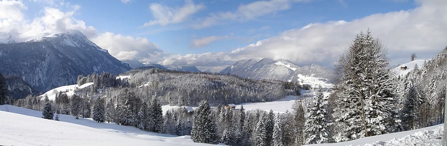 Winter, Wintry, Panorama, Snow, mountains, cold temperature HD wallpaper