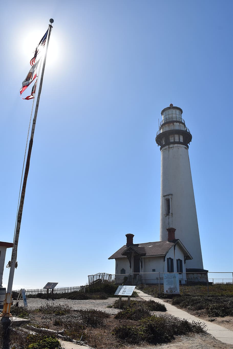 lighthouse, sky, architecture, travel, summer, hell, sun, blue HD wallpaper