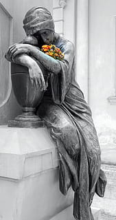 statue, headstone, cemetery, grave, graveyard, death, tombstone HD wallpaper