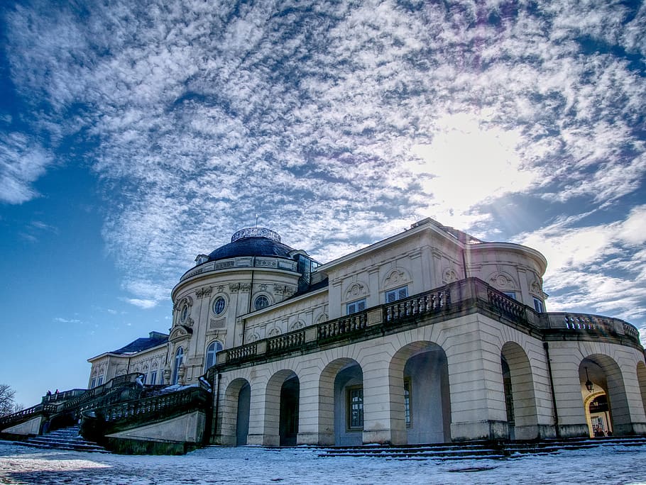 castle, clouds, sky, building, historically, old, stuttgart HD wallpaper