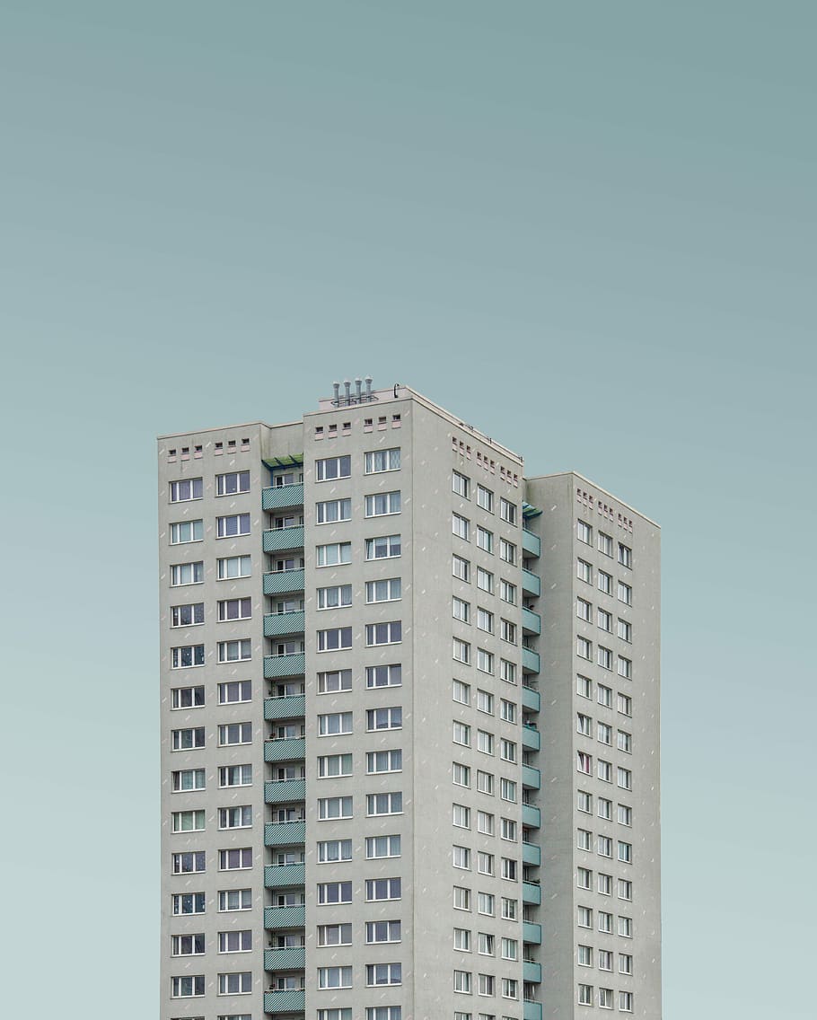 white high rise building, white and blue concrete building, architecture HD wallpaper