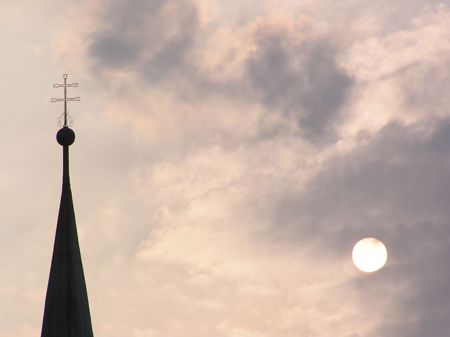 steeple, cross, christianity, sky, cloud - sky, architecture HD wallpaper