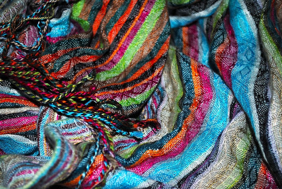 multicolored textile, colorful, texture, scarf, pattern, stripes HD wallpaper