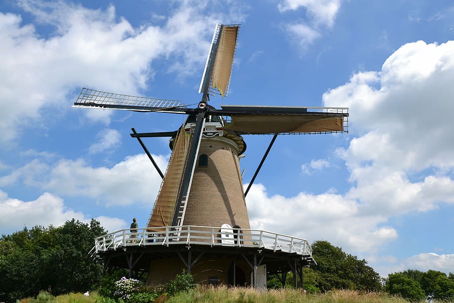 mill, mound, limburg, sky, cloud - sky, renewable energy, environmental conservation HD wallpaper