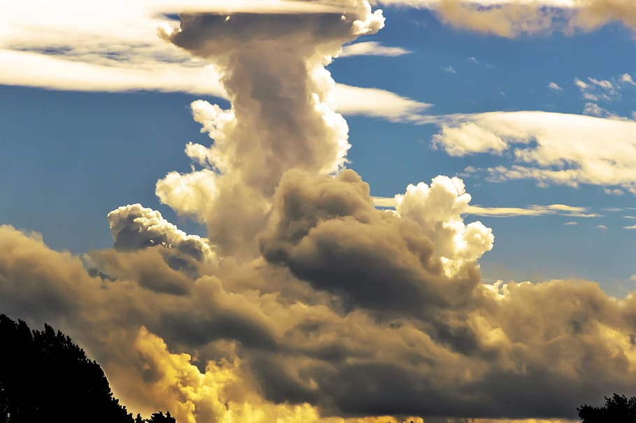 clouds, sky, dark clouds, blue, covered sky, clouds form, evening sky HD wallpaper