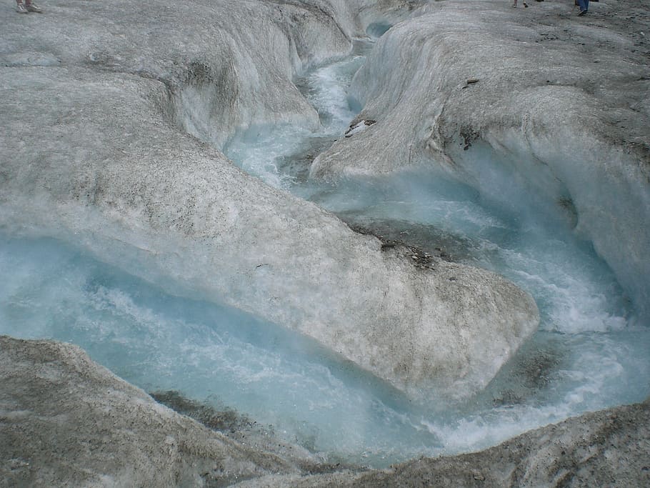 glacier, water, ice, blue, cold, icebergs, glacial lake, view HD wallpaper