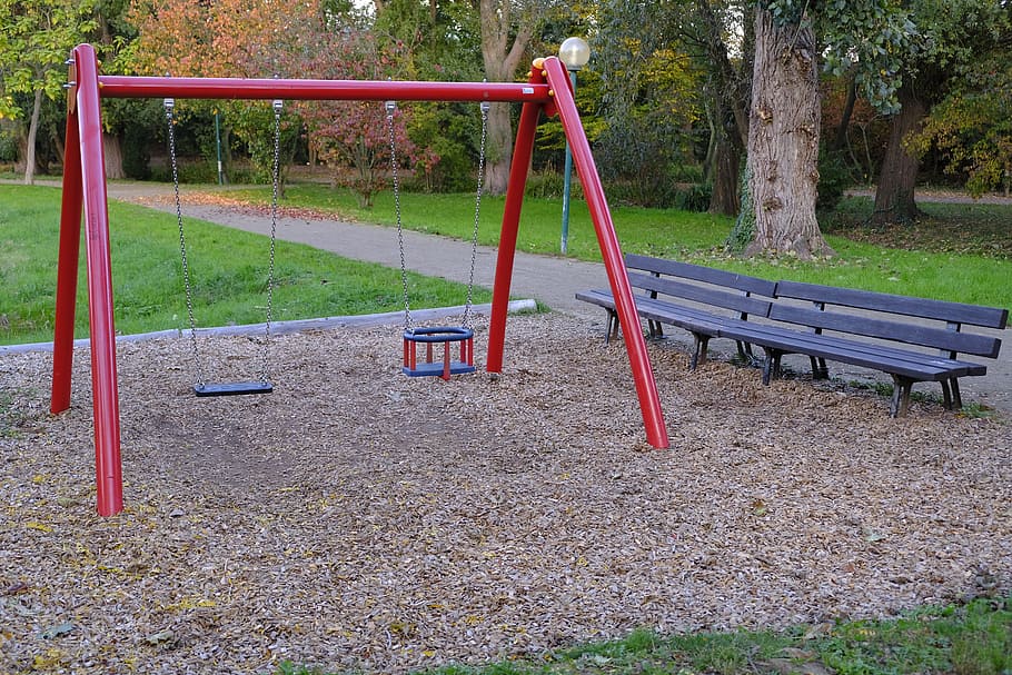 playground, swing, game device, children's playground, swing seat, HD wallpaper