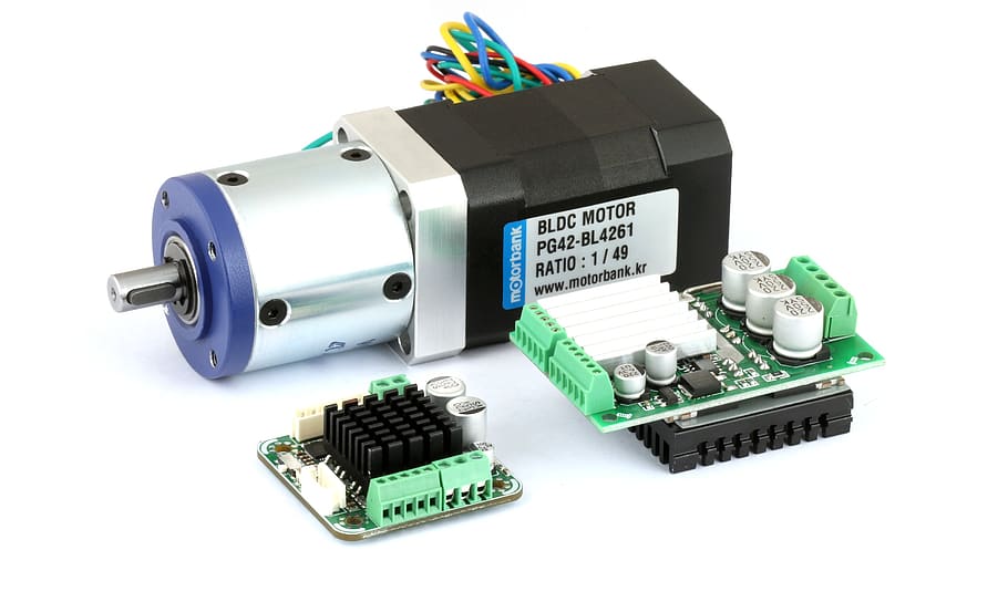 planetary gear bldc motor, bldc controller, bldc driver, white background HD wallpaper