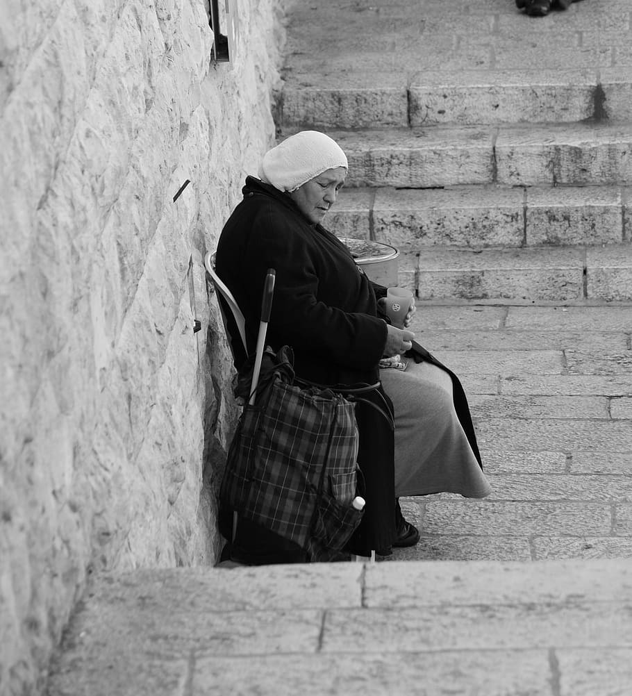 old, lady, old lady, jerusalem, people, grandma, wall - building feature HD wallpaper