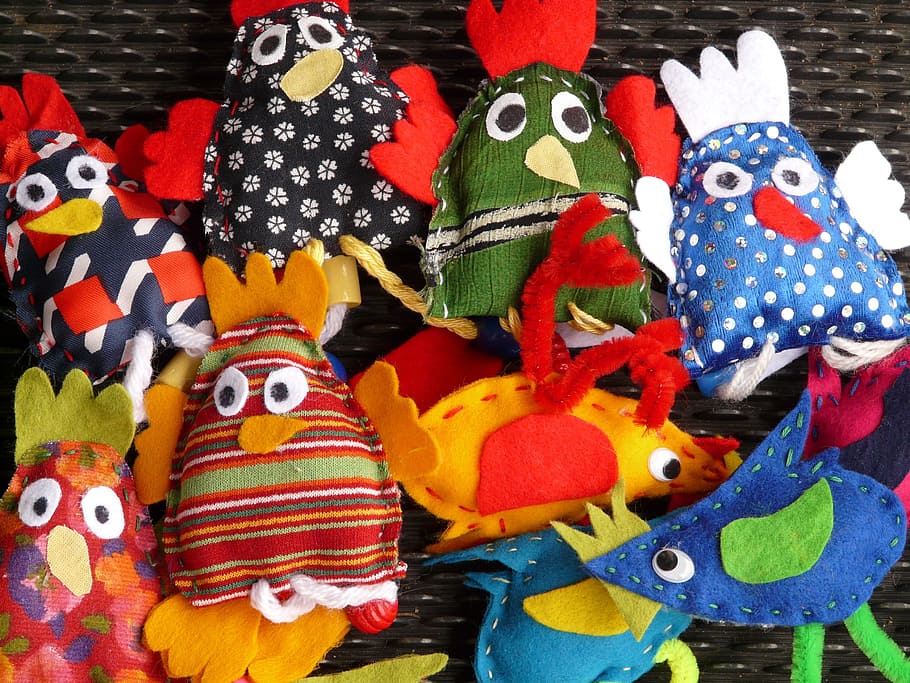 assorted hens plush toys, finger puppets, hand puppets, dolls, HD wallpaper