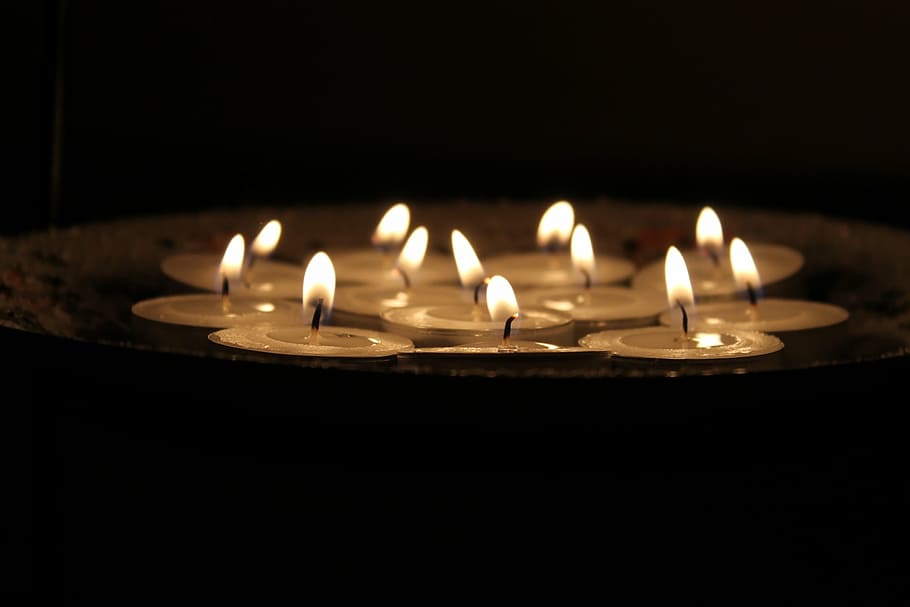 shallow focus photo of tealights, christmas, candles, flame HD wallpaper