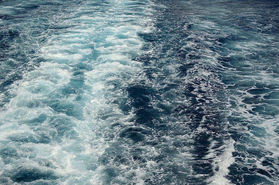 sea, wake, ocean, trip, movement, waves, deep, blue, mysterious HD wallpaper