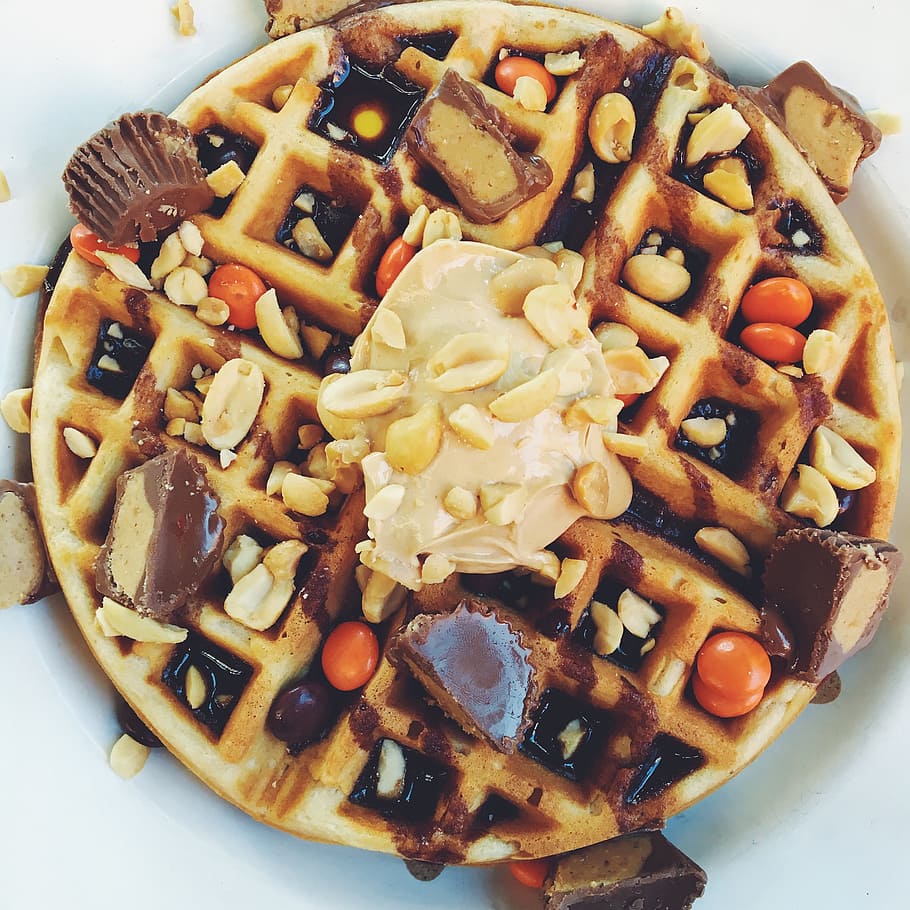 Waffle, Peanut Butter, Brunch, food and drink, freshness, no people HD wallpaper
