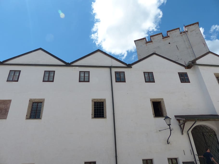 Hohensalzburg Fortress, Castle, landmark, austria, window, cloud - sky, HD wallpaper