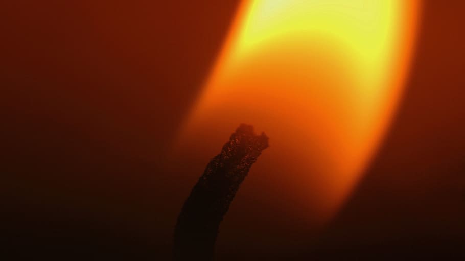 untitled, close, photo, red, fire, flames, candle, wick, light HD wallpaper