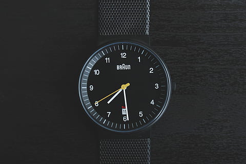 Overhead shot of black wrist watch, technology, clock, time, clock Face HD wallpaper