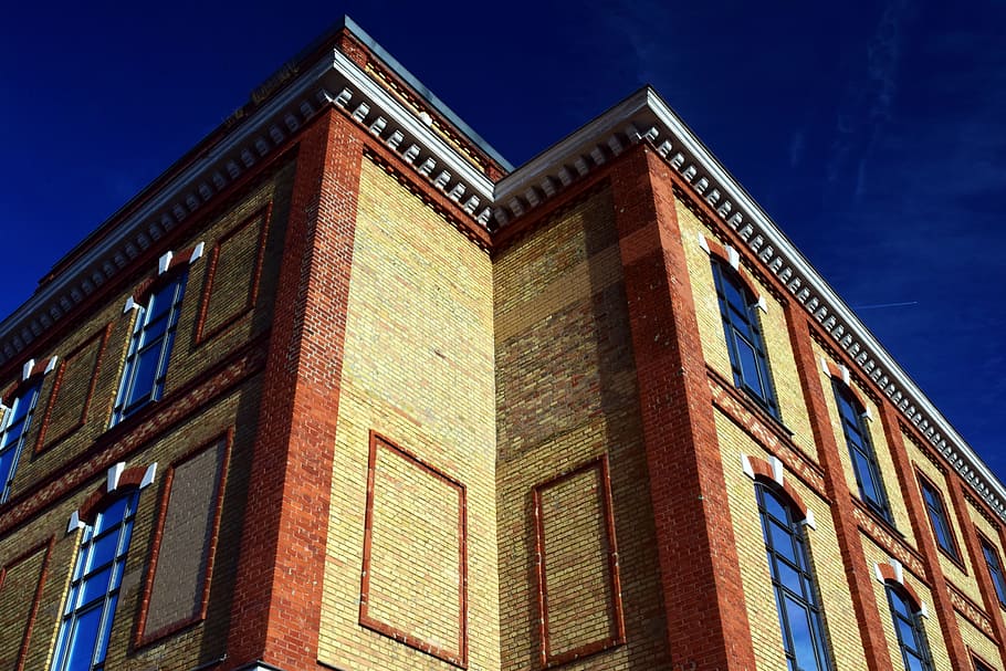 facade, window, brick, historically, protected monument, factory HD wallpaper