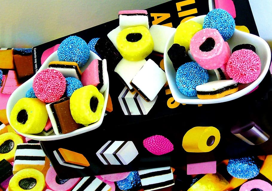 assorted-color mallows with box, Licorice, Candy, Sweets, Sugar HD wallpaper
