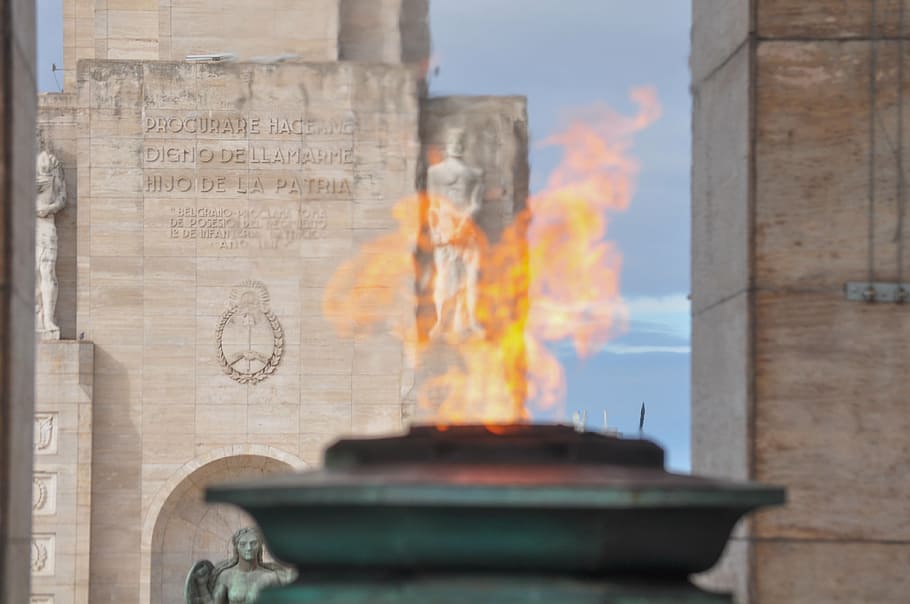 rosario, santa fe, argentina, monument, flag, fire, architecture