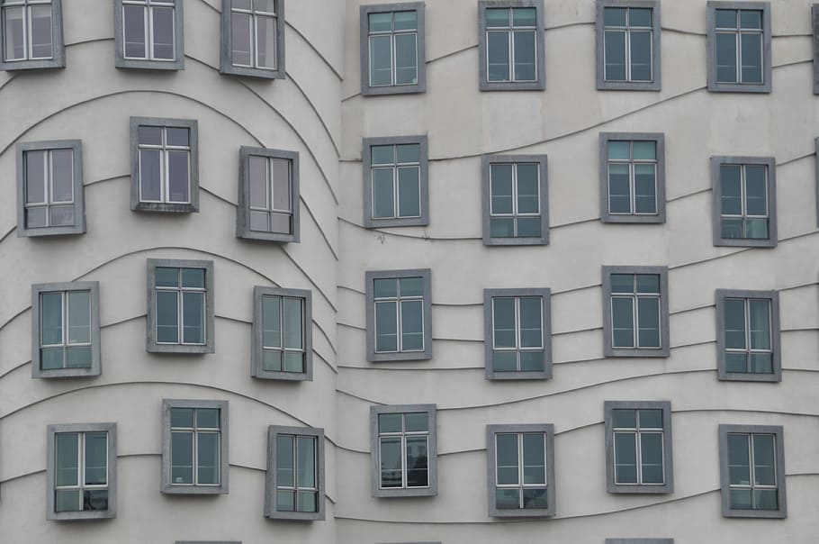 prague, dancing house, window, architecture, home, old, building HD wallpaper